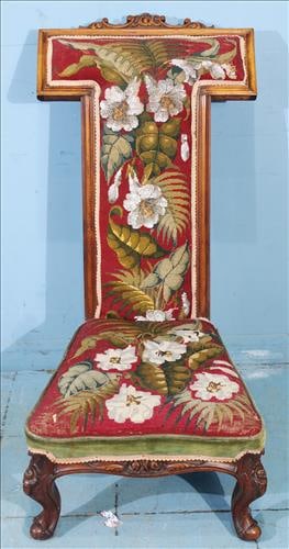 Antique Victorian prie-dieu with petit point upholstery (1 of 4)