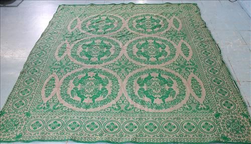 Antique green coverlett, queensize: Antique green coverlett, queensize