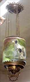 1920's Hanging light fixture with bird dogs