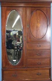 Mahogany knock down wardrobe with inlaid doors