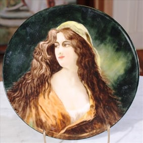 Hand painted porcelain charger, signed T.V. Limoges 20 in. R.