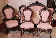 4 piece Meeks parlor set in Stanton Hall pattern