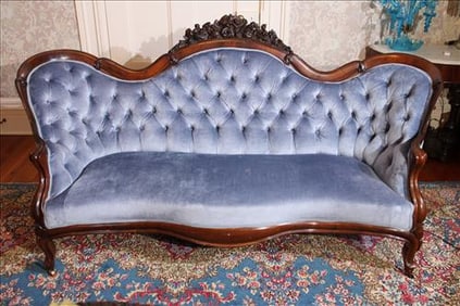 Rosewood rococo Belter triple back parlor sofa, Rosalie without grapes pattern