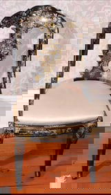 Black ebonized desk chair with mother of pearl decoration