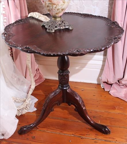 Mahogany pie crust tilt top table with ball and claw feet (1 of 3)