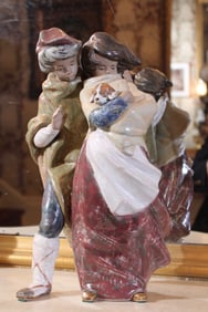 Handmade porcelain figure signed Ladro Spain, 12 in T, 13 in. W.