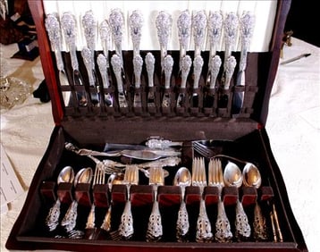74 piece sterling flatware, Crown Baroque by Gorham, several extra pieces included that are not