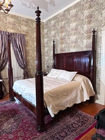 4 poster Empire plantation king size  bed with new mattress, 8  ft. 8 in. T.