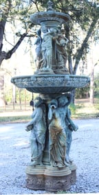 2 piece bronze garden fountain from New Orleans Garden District