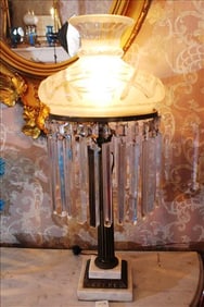 Beautiful astral lamp with marble base, 29 in. T, 12 in. W.