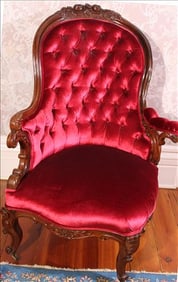 Sideways chair for Antebellum ladies with large hoop skirts