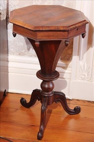 Rosewood sewing table that opens up, 29 in. T, 17 in. W.