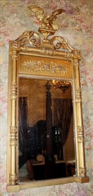 Gold gilded federal mirror with eagle on top, 53 x 24