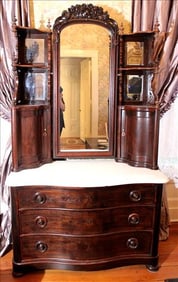 Rare Meeks rosewood dresser with white marble top