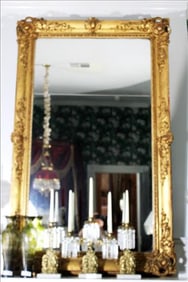 Large wall mirror with gold gilded frame, 77 in. T, 48 in. W