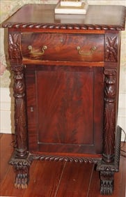 Large acanthus carved side table with 1 door and 1 drawer