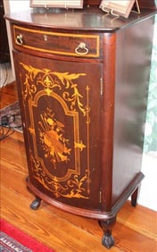 Mahogany sheet music cabinet with inlaid drawers and doors