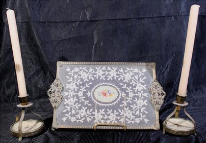 3 piece Victorian dresser set with roses