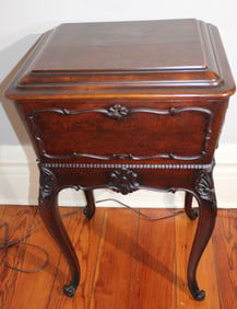 Rare mahogany victorian tea poy up on legs, great condition