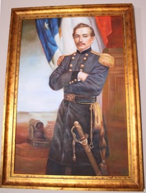 Oil on canvas of Civil War officer in dress uniform, 41 in T, 29 in. W.