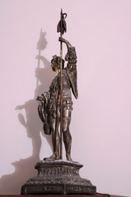 Pair of metal soldier statues, 22 in. T.