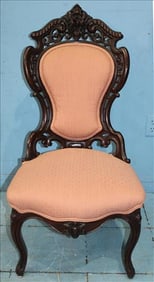 Rosewood laminated Meeks parlor side chair in Stanton Hall pattern