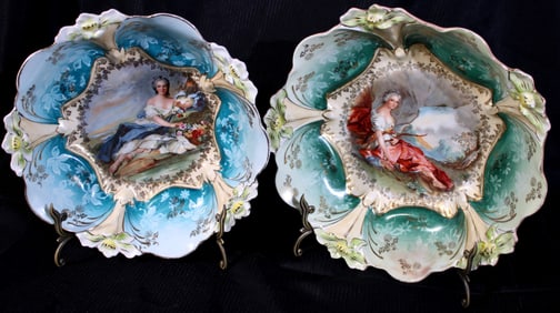 Pair of beautiful porcelain bowls with hand painted ladies