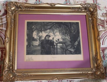 Pair of old prints titled , Bygones, of Confederate Officers in late life