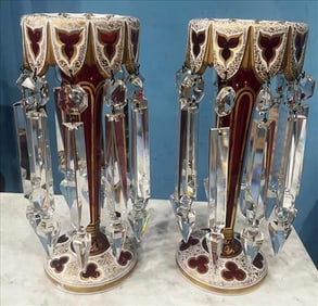 Great pair of highly decorated mantle lusters in perfect condition