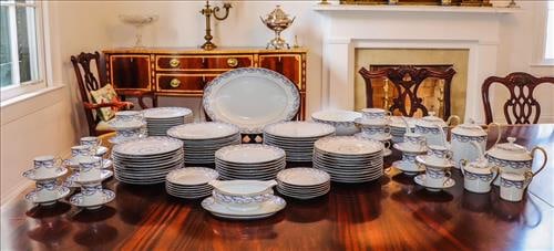 Exquisite 123 piece set of Louveciennes Sevres porcelain dinnerware