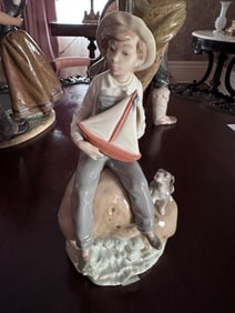 Ladro hand painted porcelain figurine, signed Spain, 12 in. T.
