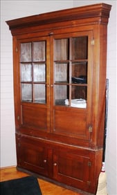 Primitive walnut corner cabinet from old kitchen