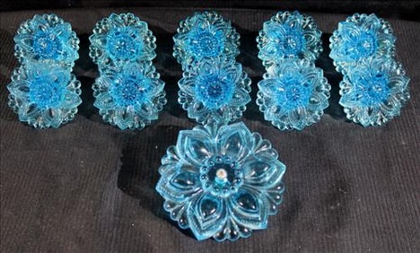 12 blue glass Victorian curtain tie backs in beautiful color blue