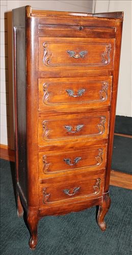 Tall and narrow 5 drawer chest with slide from old kitchen (1 of 2)