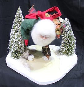 Santa ice skating, one of a kind hand made, 10 in. T, 17 in. L.