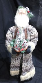 Saint Nick holding Christmas tree, hand made one of a kind