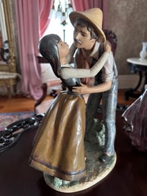 Lladro porcelain figurine signed Spain, of mother and son, 13 in.