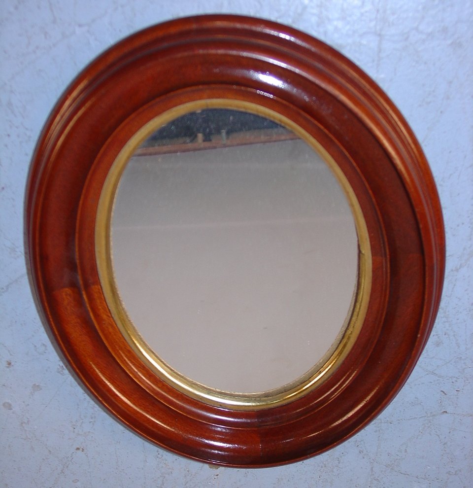 Valnut Victorian Oval Shaving Mirror, 12in. T.: Valnut Victorian Oval Shaving Mirror, 12in. T.
