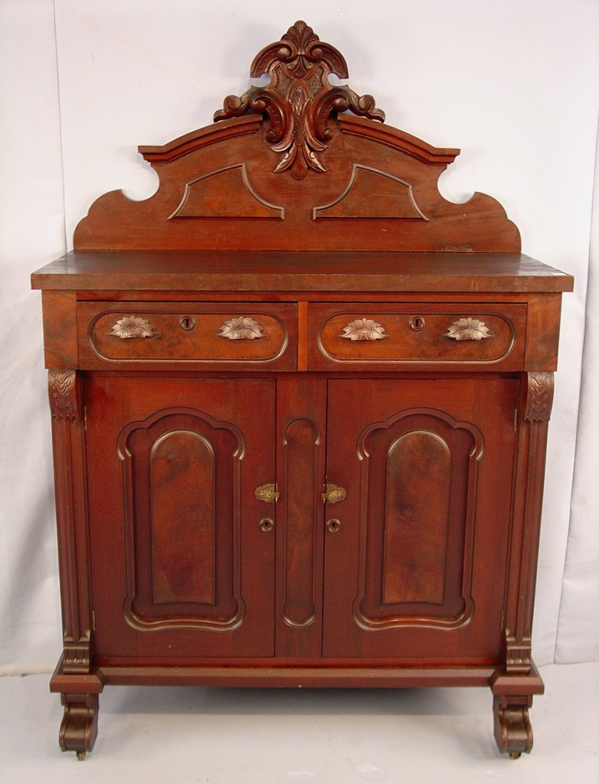 Walnut Victorian Jelly Cupboard with carved back splash