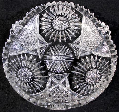 Brilliant heavy cut glass tray, 2 in. T, 9 in. R.: Brilliant heavy cut glass tray, 2 in. T, 9 in. R.