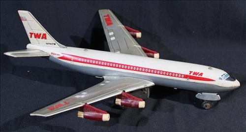 TWA airplane tin airplane, Boeing Super Jet, no box (1 of 3)