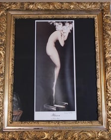 Louis Icart print entitled," Illusion", in gold Victorian frame, 26 x 22