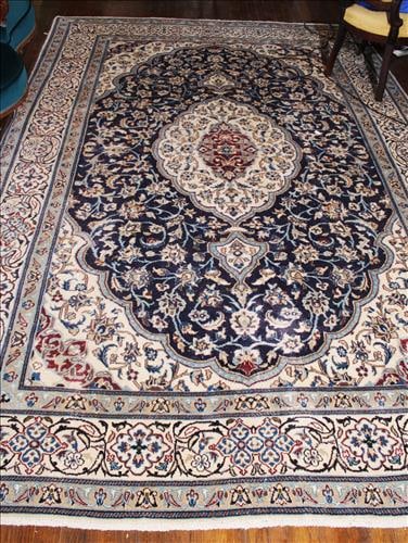 Handmade Persian rug in blue, gray and tan, 6 ft., 6 in. x 9 ft. 6 in. (1 of 5)