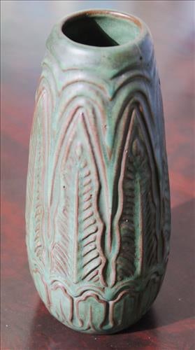 Newcomb College pottery jar, has chips on base, 8 in. T. (1 of 3)