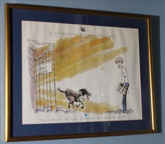 Watercolor titled,  "Celebration of Lewis Grizzard", 17 x 21