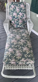 2 piece antique wicker chaise lounge and porch table