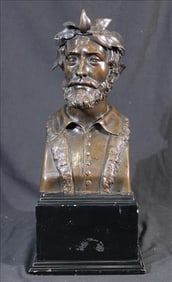 Bronze Bust on Wooden Base