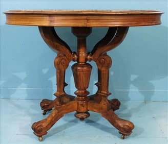 Oval Marble Top Victorian Parlor Table