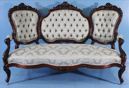 Triple back Victorian Rosewood Parlor Sofa