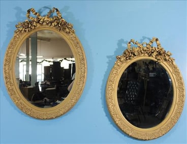 Pair of French Louis XVI Style Oval Mirrors